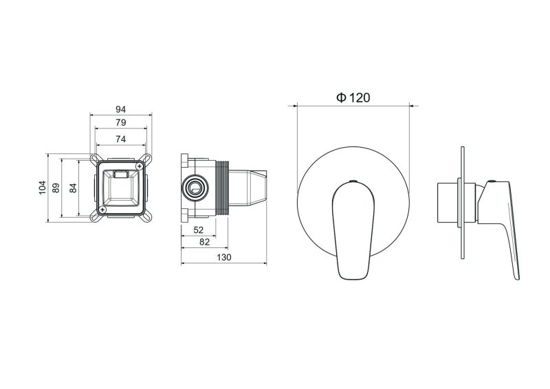 Встраиваемый смеситель для душа Aquatek Бетта AQ1166BGM оружейная сталь