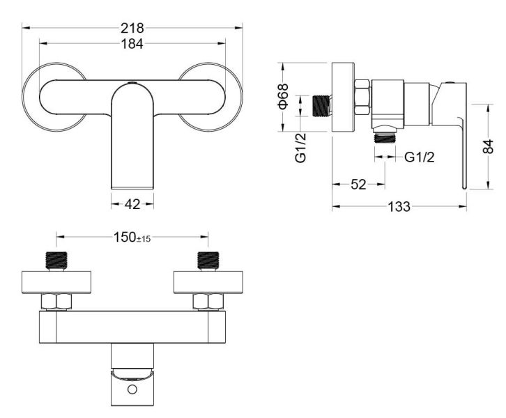 Комплект для душа Aquatek Лира AQ1432MB чёрный матовый