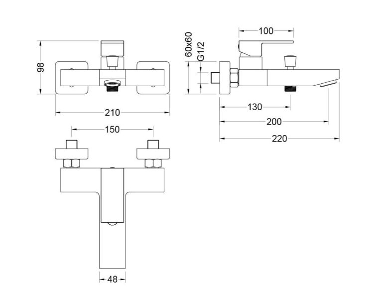 Комплект для ванны Aquatek Либра AQ1630CR хром