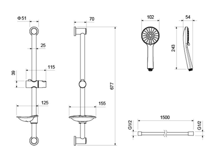 Комплект для ванны Aquatek Бетта AQ1130CR 3 в 1 AQ1110CR+AQ1140CR+AQ2013CR хром