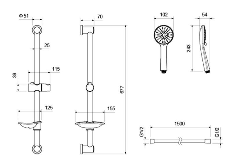 Комплект для ванны Aquatek Бетта AQ1131CR 3 в 1 AQ1110CR+AQ1160CR+AQ2013CR хром