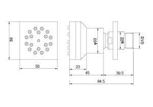 Боковая форсунка 50*50 Aquatek AQ2098MB черный