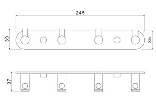 Планка с четырьмя крючками Aquatek Европа AQ4123BGM оружейная сталь