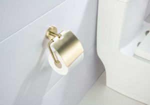 Бумагодержатель с крышкой Aquatek Оберон AQ4209BG шлифованное золото