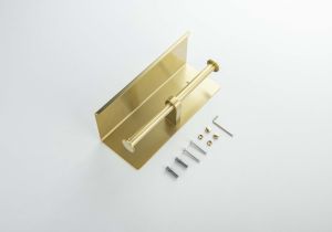 Бумагодержатель двойной с полкой Aquatek Оберон AQ4909BG шлифованное золото