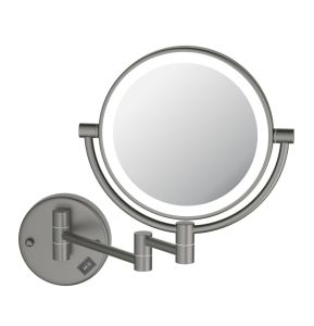 Зеркало косметическое настенное Aquatek AQ4912BGM с подсветкой 5х шлифованный чёрный хром