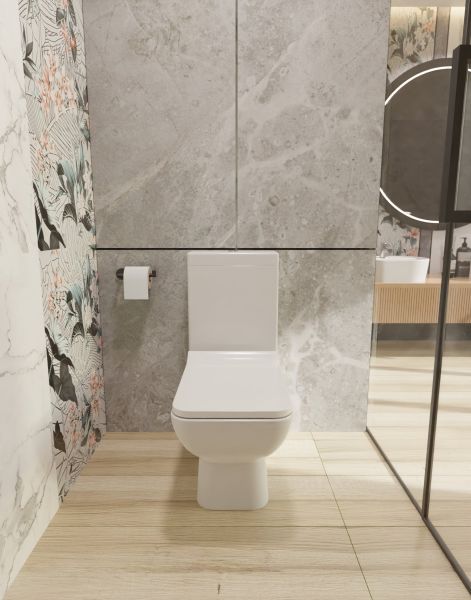 Чаша напольного унитаза AQUAme AQM1004 с крышкой-сиденьем белый глянцевый