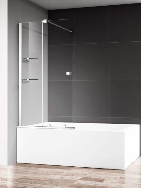 Шторка на ванну AQUAme AQM6601-2 120см хром