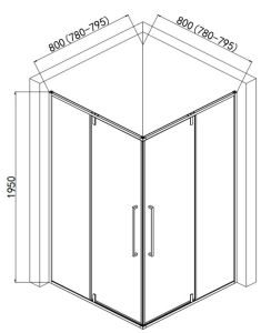Душевой уголок AQUAme AQM7102-2-8 80x80см чёрный матовый