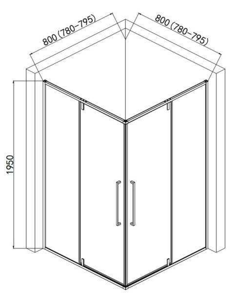 Душевой уголок AQUAme AQM7102-2-8 80x80см чёрный матовый