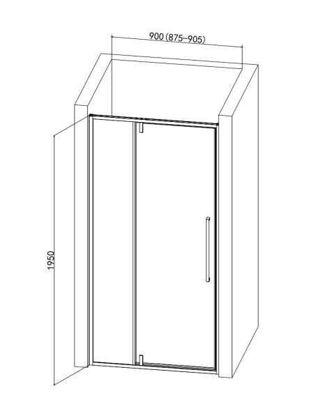 Душевая дверь AQUAme AQM7108-2-9 90см чёрный матовый