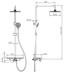 Душевая стойка AQUAme AQM8002CR со смесителем хром