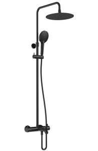 Душевая стойка AQUAme AQM8008MB с термостатом чёрный матовый