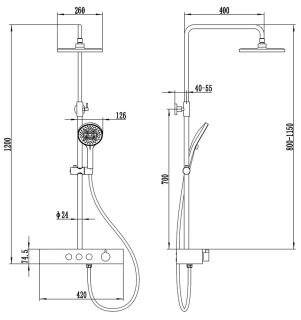 Душевая стойка AQUAme AQM8009B чёрный