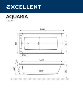 Ванна акриловая Excellent Aquaria WAEX.AQU16WH 160 х 70 см
