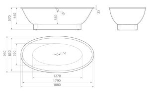 Ванна из искусственного камня AquaStone Кантри 188x94см белый