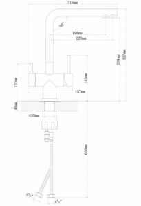 Смеситель для кухни Florentina Арес с подключением под фильтр антрацит