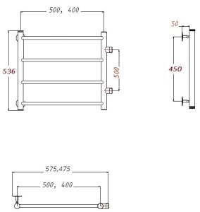 Водяной полотенцесушитель Тругор Аспект ПМ 1 50x60x40см хром Аспект1/ПМ506040