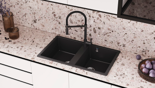 Смеситель для кухни Ulgran Classic U-024-310 с высоким гибким изливом серый Смеситель для кухни Ulgran Classic U-024-310 с высоким гибким изливом серый