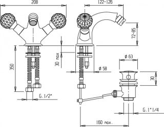 Смеситель для биде, золото Cezares GOLF-BS1-03/24