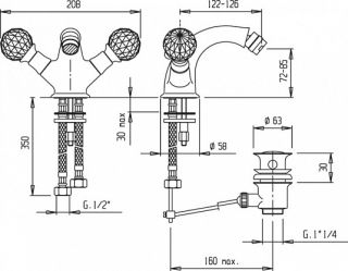 Смеситель для биде, хром Cezares NOSTALGIA-BS1-01