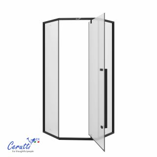 Душевой уголок Ceruttispa C3AF R 90x90 см профиль чёрный стекло матовое