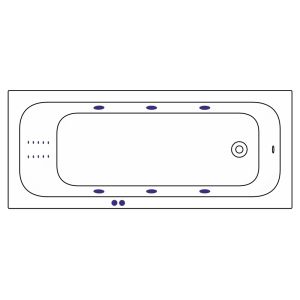 Гидромассажная ванна WHITECROSS Vibe 0105.180075.100.LINENANO.GL 180x75 см Line Nano золото