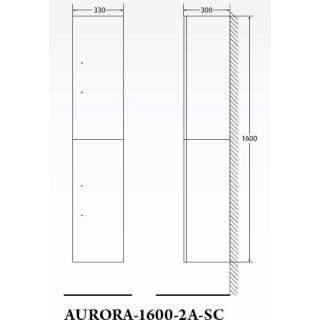 Шкаф-пенал подвесной Bianco Lucido AURORA-1600-2A-SC-BL-P-L белый