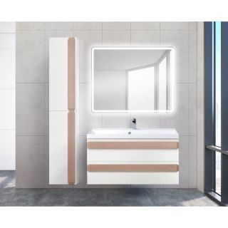 Шкаф-пенал подвесной Bianco Lucido AURORA-1600-2A-SC-BL-P-L белый