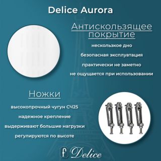 Ванна чугунная Delice Aurora DLR230603R-AS 150x70 с отверстиями под ручки и антискользящим покрытием
