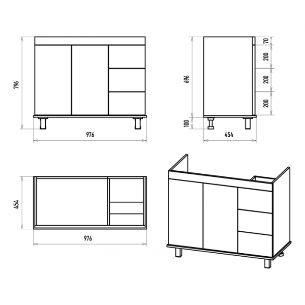 Напольная тумба под раковину Misty Аврора П-Авр-06100-0143Я 100 см белый