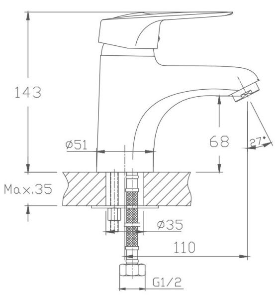 Смеситель для раковины Haiba HB1004 хром