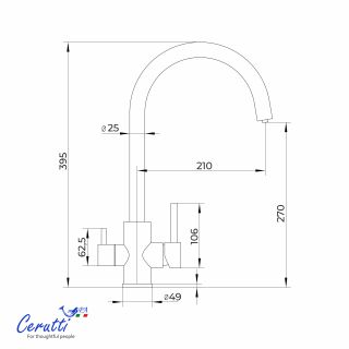 Смеситель для кухни Ceruttispa АНИЭЛЛО GG (ANIELLO GG) CT12090 графит