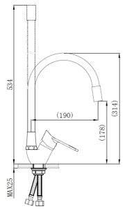Смеситель для кухни РМС SL137BL-016F хром/чёрный