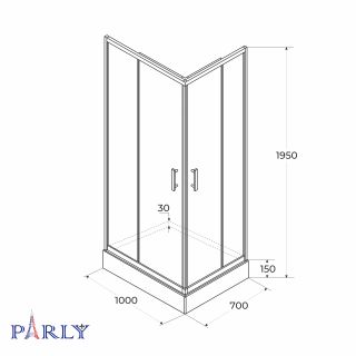 Душевой уголок Parly QZ71BF 100x70 см профиль чёрный стекло матовое
