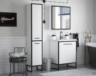 Зеркало-шкаф Corozo Айрон 60см белый/чёрный SD-00000392 Зеркало-шкаф Corozo Айрон 60см белый/чёрный SD-00000392