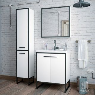 Зеркало-шкаф Corozo Айрон 70см белый/чёрный SD-00000408 Зеркало-шкаф Corozo Айрон 70см белый/чёрный SD-00000408