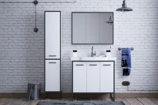 Зеркало-шкаф Corozo Айрон 90см белый/чёрный SD-00000409 Зеркало-шкаф Corozo Айрон 90см белый/чёрный SD-00000409