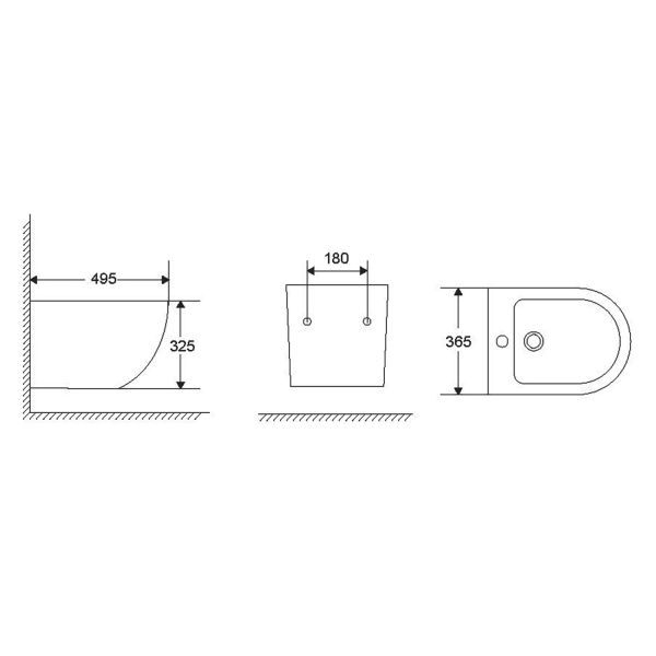 Биде подвесное Azario Grado AZ-0046F 495х365х325 санфаянс, белый