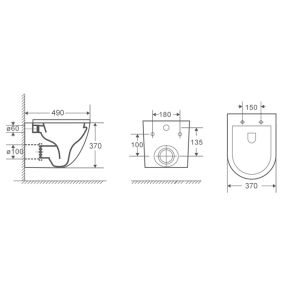 Унитаз подвесной Azario Grado AZ-0046 SP безободковый в комплекте с сидением микролифт, белый 490х370х370