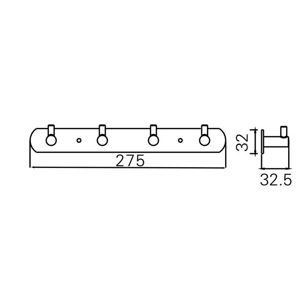 Планка Azario NESSY AZ-1514 4 крючка