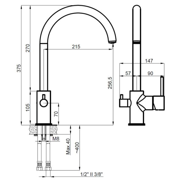 Смеситель для кухни AZARIO TASCO AZ-15164421 с подключением к фильтру для питьевой воды Смеситель для кухни AZARIO TASCO AZ-15164421 с подключением к фильтру для питьевой воды
