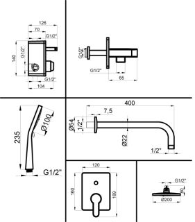 Промо-комплект AZARIO TEVIS AZ-15490721 встраиваемый для душа Промо-комплект AZARIO TEVIS AZ-15490721 встраиваемый для душа