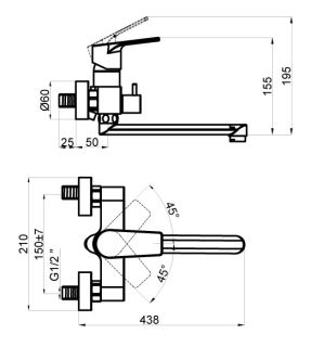 Смеситель AZARIO TREYA AZ-15681721 для ванны с длинным изливом Смеситель AZARIO TREYA AZ-15681721 для ванны с длинным изливом