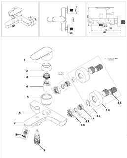 Смеситель для ванны с коротким изливом AZARIO LEYA AZ-15920501 Смеситель для ванны с коротким изливом AZARIO LEYA AZ-15920501