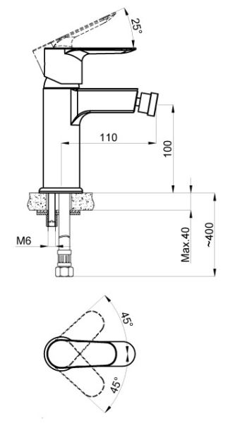 Смеситель для биде AZARIO LEYA AZ-15926601 Смеситель для биде AZARIO LEYA AZ-15926601