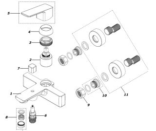 Смеситель для ванны AZARIO CADEO AZ-15940501 с коротким изливом Смеситель для ванны AZARIO CADEO AZ-15940501 с коротким изливом