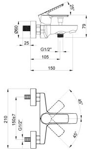 Смеситель для ванны AZARIO SEVIO AZ-15950501 с коротким изливом Смеситель для ванны AZARIO SEVIO AZ-15950501 с коротким изливом