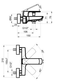 Смеситель для ванны  AZARIO ATRI AZ-15960501 с коротким изливом Смеситель для ванны  AZARIO ATRI AZ-15960501 с коротким изливом