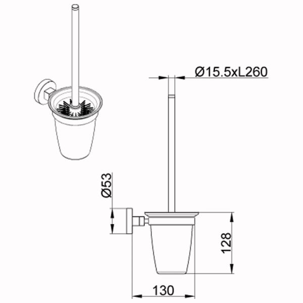 Ерш для унитаза AZARIO NESSY AZ-73113 подвесной со стеклянной колбой Ерш для унитаза AZARIO NESSY AZ-73113 подвесной со стеклянной колбой